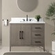 preview thumbnail 44 of 128, Vanity Art 42" Single Sink Bathroom Vanity Cabinet with Engineered Marble Countertop 42"/Matte Black Handle - Driftwood Gray