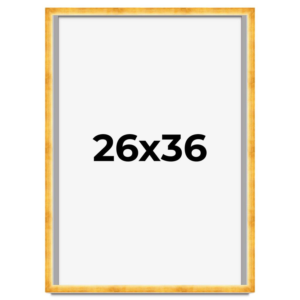 26x36 Shadow Box Frame Gold | 1.625 Inches Deep Real Wood Traditional