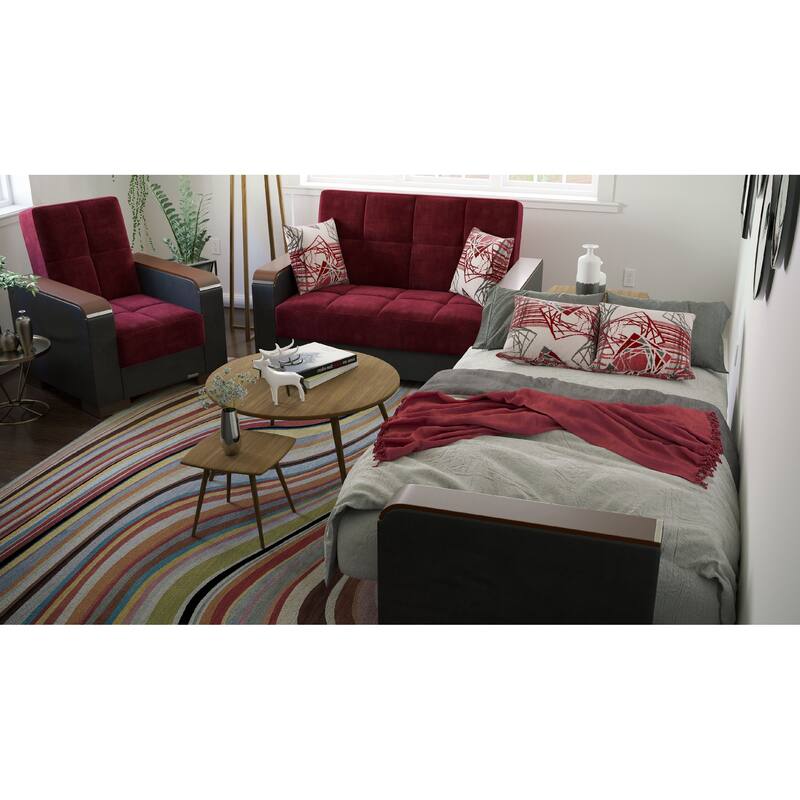 Collection Upholstered Convertible Loveseat With Storage