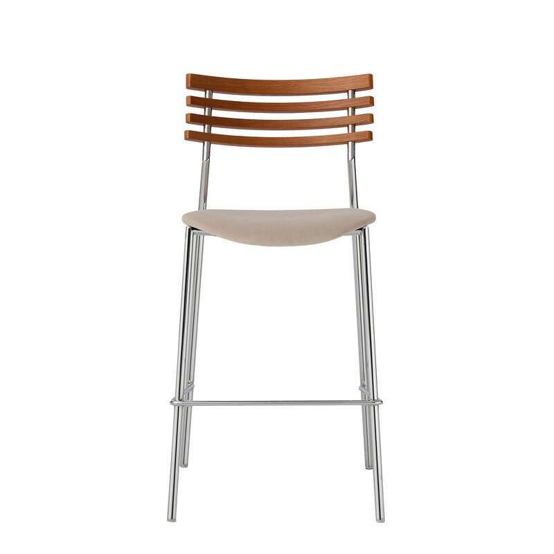 Pasargad Home Saga Bar Stool Set of 2, Beige/Brown - W17.9"xD19.3"xH35.4"