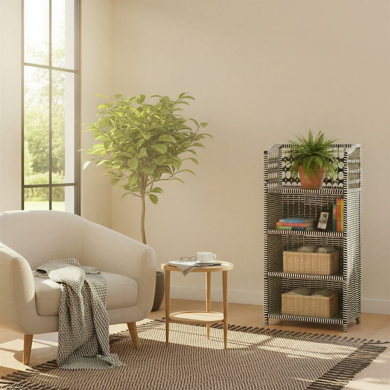 Woven Accent Shelf and Paper Rattan - 11.0"L x 18.9"W x 39.4"H