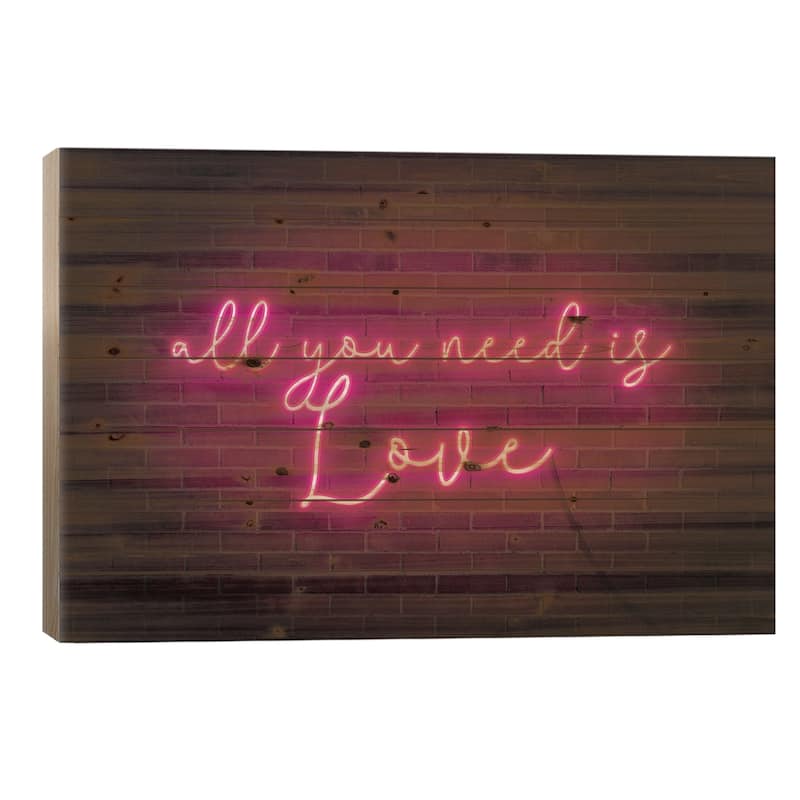 Neon Love I Print On Wood by Grace Popp - Multi-Color - 18x26x1.5