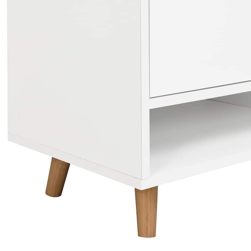 Sleek and Contemporary Shoe Cabinet with Adjustable Shelves, Minimalist Home Organizer with Solid Wood Legs, Storage Sideboard