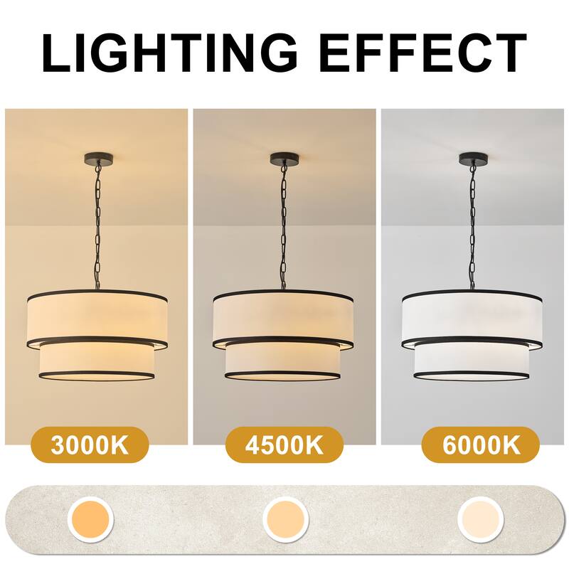 Starsky 5-Light White Fabric Drum Chandelier