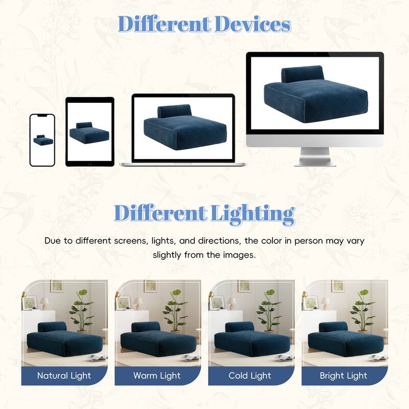 72" Oversized Dark Blue Modular Sofa Bed, Compressed, No Assembly