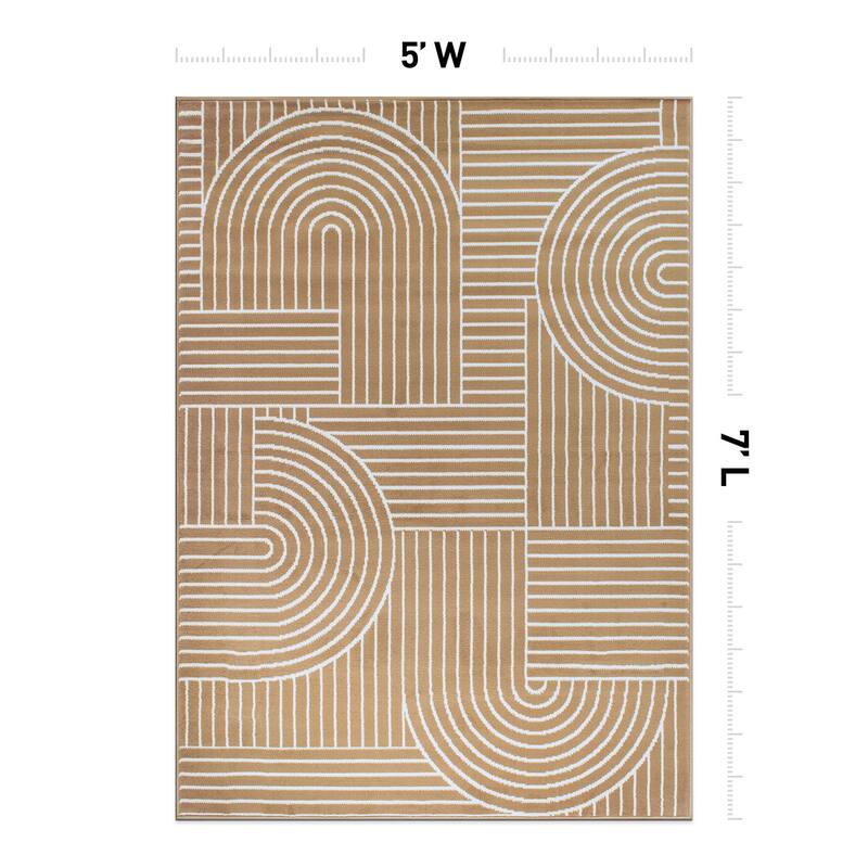 World Rug Gallery Contemporary Stripe Arch Design Area Rug