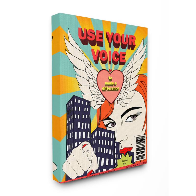 Stupell Use Your Voice Inspirational Quote Feminist Pop Art Canvas Wall Art - Multi-Color - 30 x 40