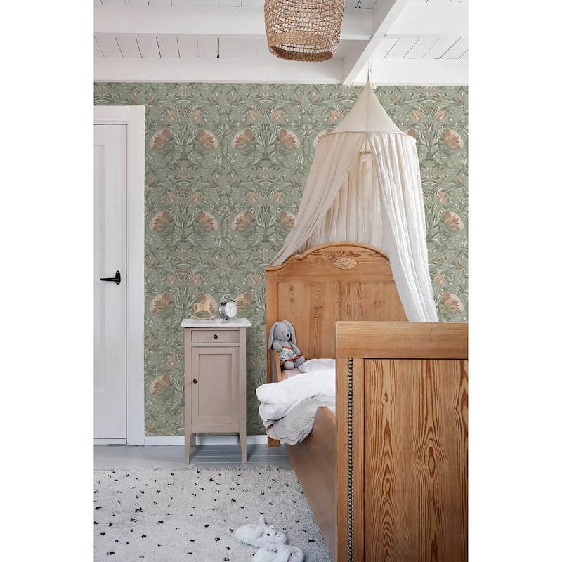 Ester Sage Nouveau Blooms Wallpaper