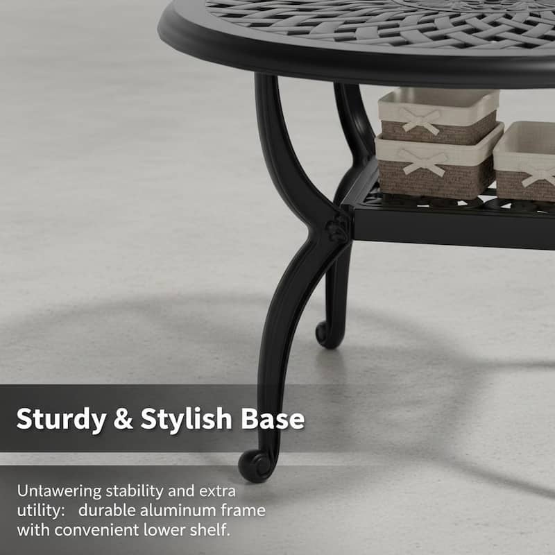 Modern Aluminum Round Coffee Table for Outdoor Spaces