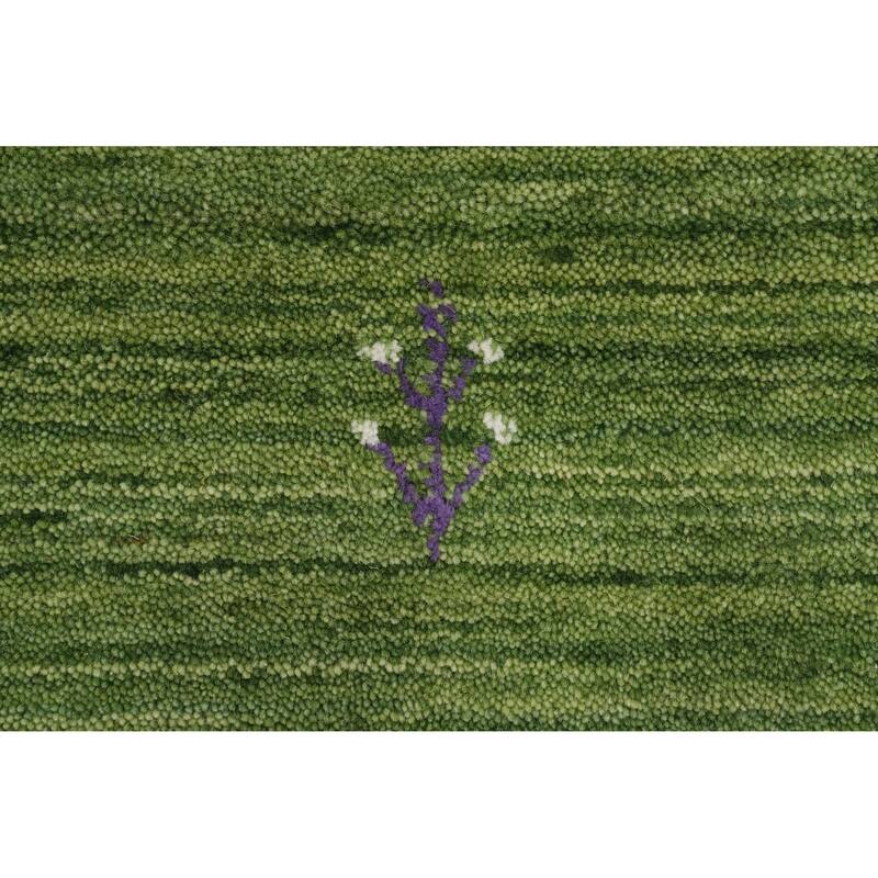 Hand Knotted Oriental 100% Wool Carpet Tribal Animal Pictorial Green Gabbeh Area Rug - 9' 0'' X 5' 10''