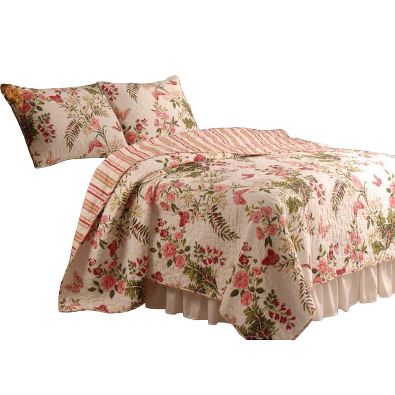 Atlanta Fabric 3 Piece King Size Quilt Set with Butterfly Prints,Multicolor