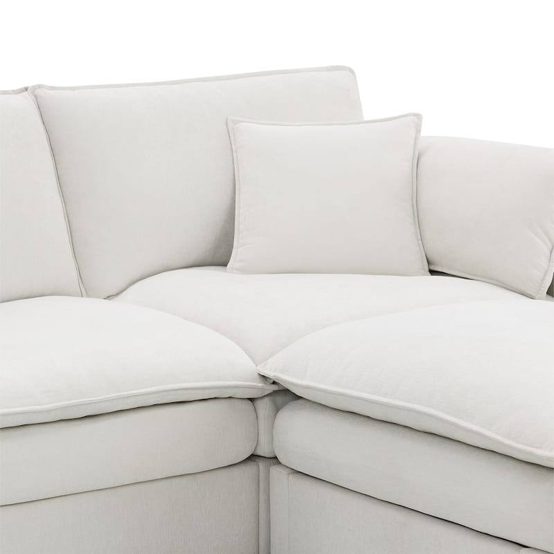 134" Chenille U-Shaped Sectional Sofa with Ottomans