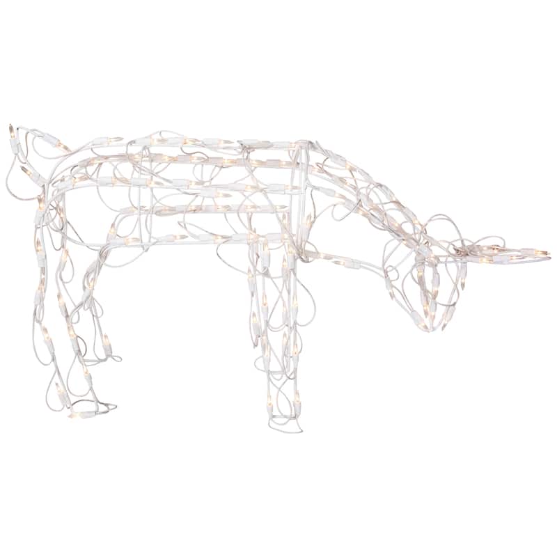 Lighted Feeding Reindeer Outdoor Christmas Decoration - 25" - Clear Lights - White