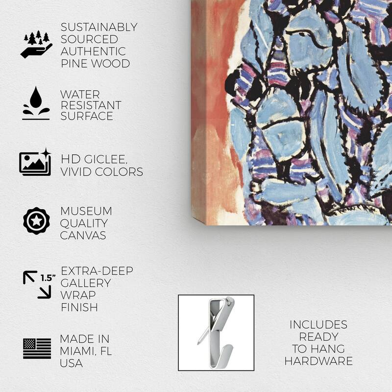 Wynwood Studio Canvas People Gustav Klimt - Portrait of Johanna Staude Blue and Dark Orange Vintage Wall Art Canvas Print