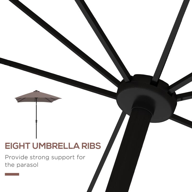 Outsunny 9'x7' Solar Umbrella,LED Lighted Patio Umbrella for Table or Base with Tilt & Crank Outdoor Umbrella for Garden