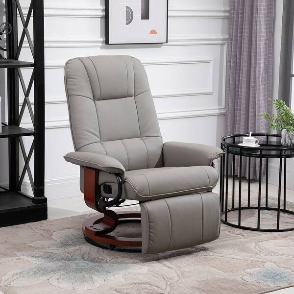Shop Black Friday Deals On Homcom Faux Leather Manual Swivel Base Recliner With Footrest Overstock 28258355 Black