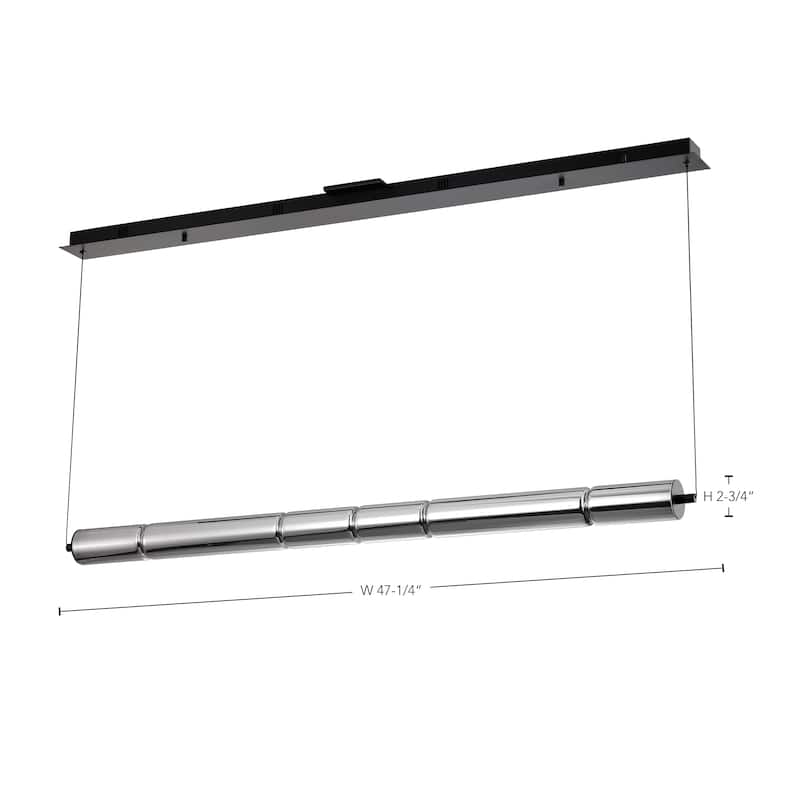Evander LED 48 Inch Island Pendant Matte Black Finish Smoked Glass - Matte Black