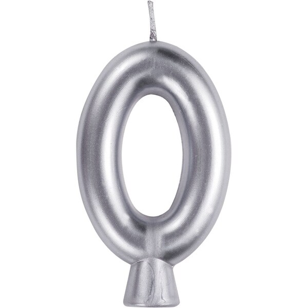 Club Pack of 12 Silver "0" Birthday Candles 2.75" - N/A