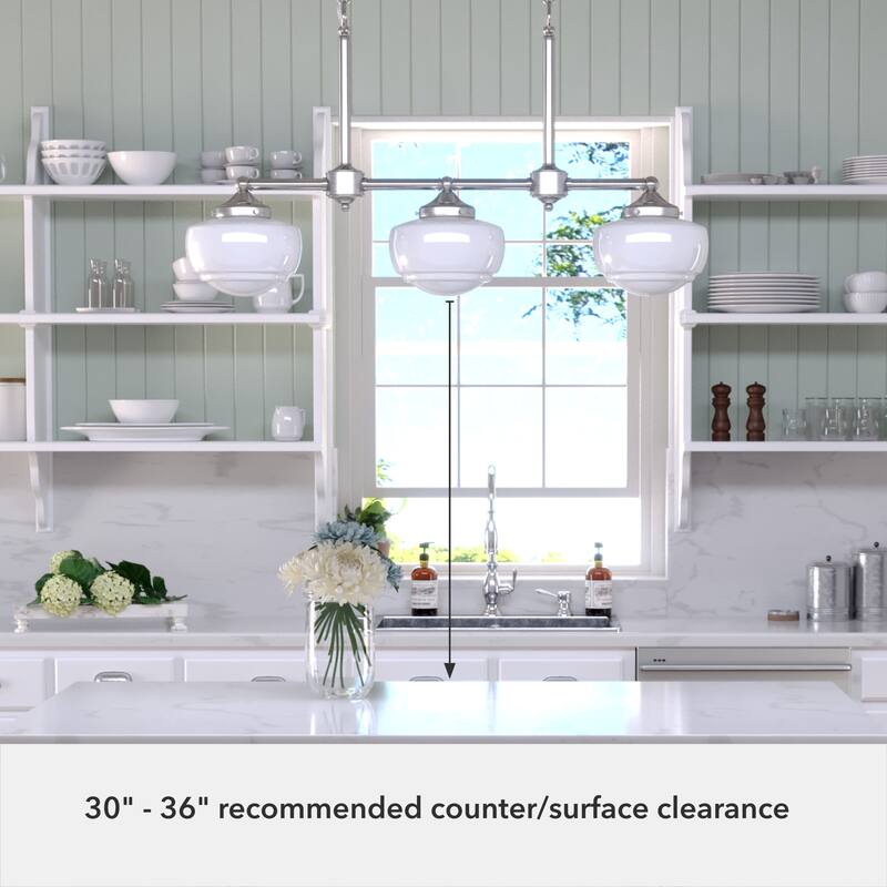 Hunter Saddle Creek Linear Chandelier, Clear Glass, Dining Room Table, Kitchen Island