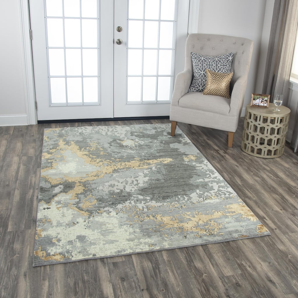 Alora Decor Radiant Neutral Abstract Hand Carved Wool Blend Area Rug