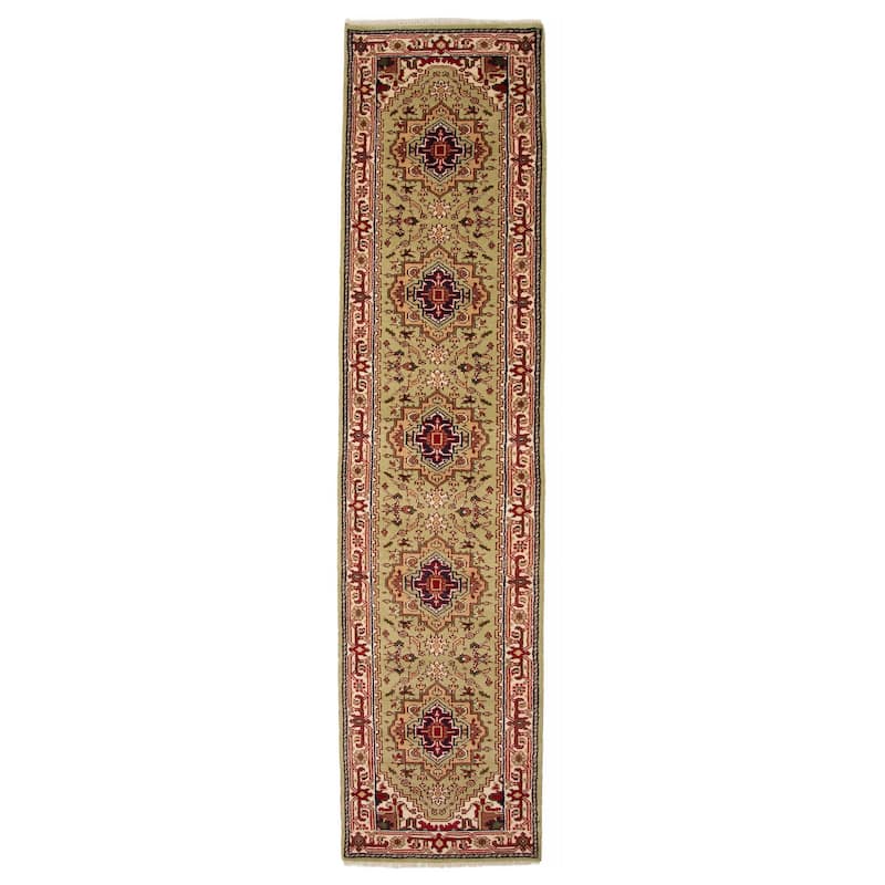 ECARPETGALLERY Hand-knotted Serapi Heritage Olive Wool Rug - 2'7 x 11'10 - Olive - 2'7 x 11'10