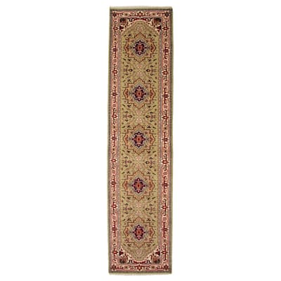 ECARPETGALLERY Hand-knotted Serapi Heritage Olive Wool Rug - 2'7 x 11'10
