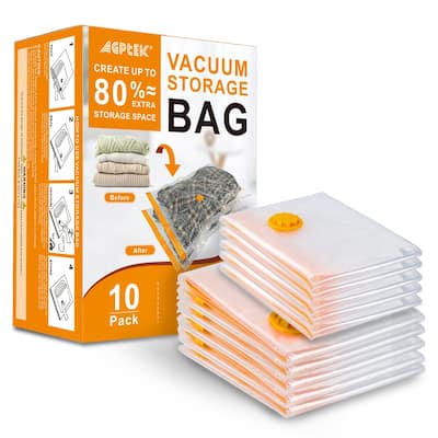 AGPtEK 10 Pcs Vacuum Storage Bags for Clothes, Blankets, Comforters