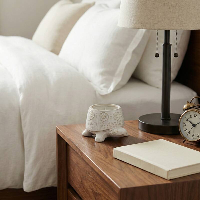 Lavender Turtle Ceramic Scented Candle - 7", White & Ivory - 6.5"