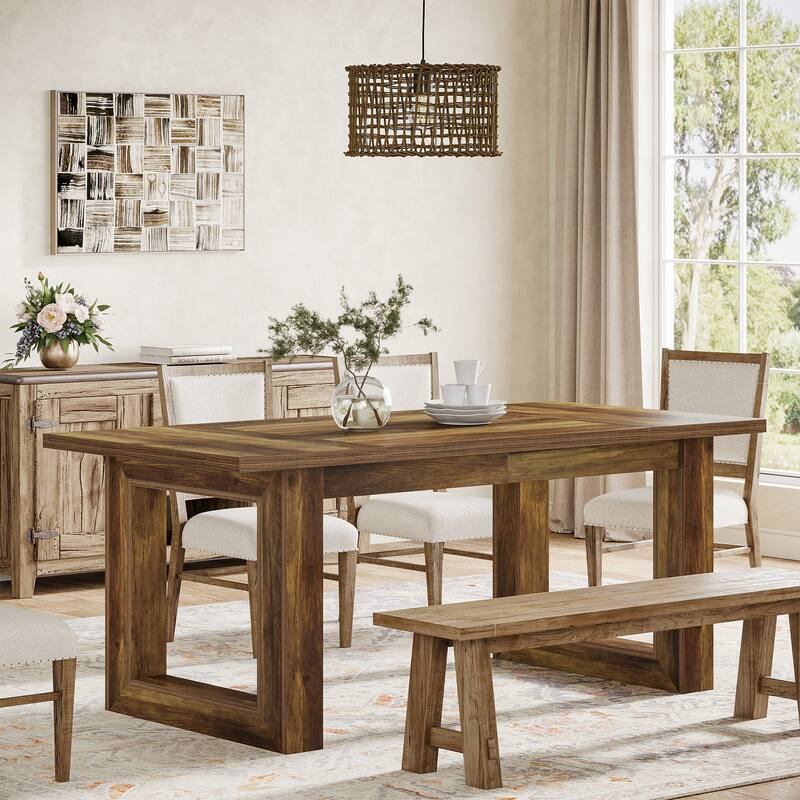 63-Inch Rectangular Wood Kitchen Dining Table for 4-6 - Brown