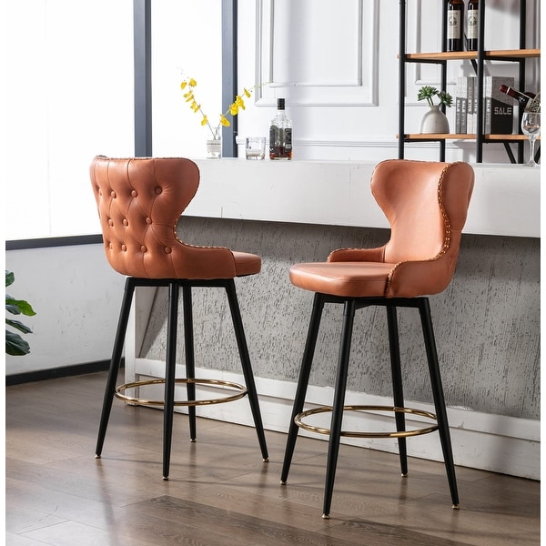 Tan leather clearance bar chairs
