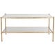 preview thumbnail 1 of 4, SAFAVIEH Aslan 42.25-Inch Glass Coffee Table, Gold and Clear, Modern - 42.3" x 25.5" x 20" Gold