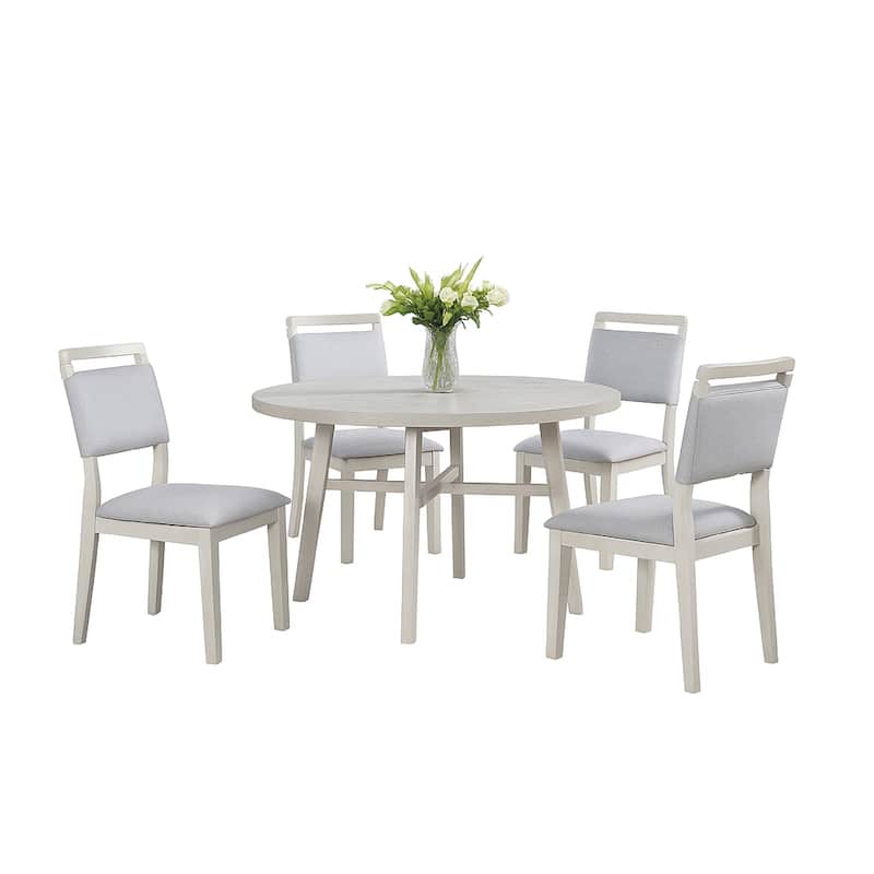 Bovo Dining Chair Set of 2, Dove Gray, Driftwood White Wood