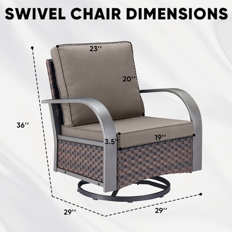 2 Pieces Outdoor Swivel Glider Chairs Set