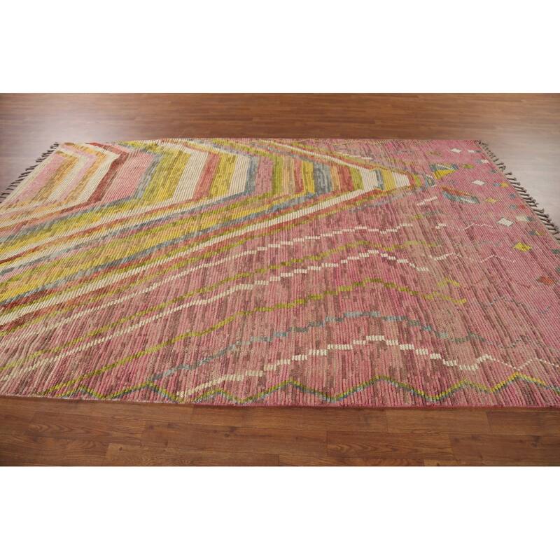 Moroccan Abstract Rug Hand-Knotted Abstract Wool Carpet - 6'10"x 10'4"