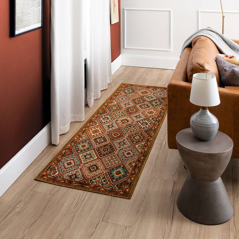 Mohawk Home Pine Row Diamond Medallion Area Rug - 2' 6" x 8' - Red - Runner