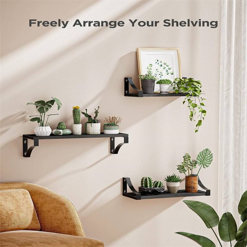 Wall Shelves Set of 3 - 16.4"D x 5.9"W x 0.7"H