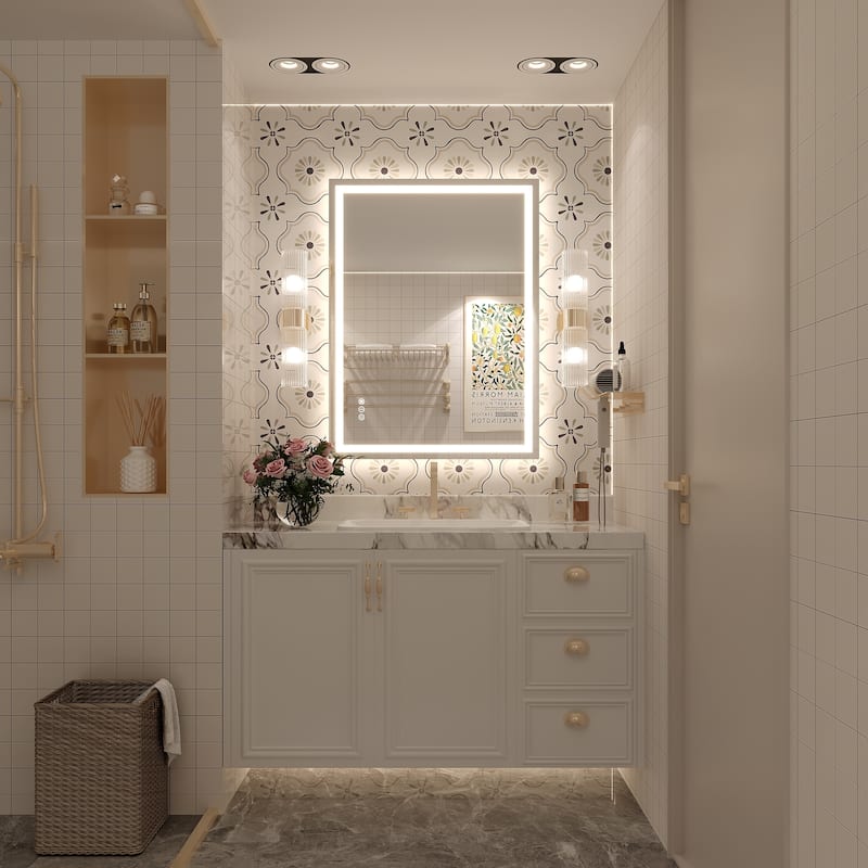 Large LED Bathroom Mirror with UL Listed, Front and Backlit, Anti-Fog