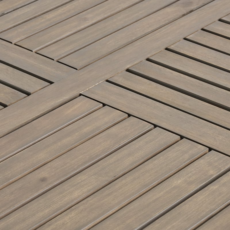 Roomfitters Outdoor Dining Table, Rectangular Wooden Patio Table with Slatted Top for Garden, Deck, Backyard, Brown