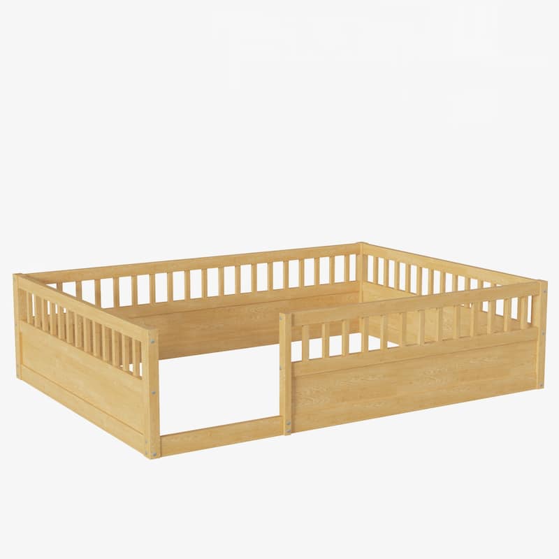 Montessori Floor Bed Frame with Safety Fence