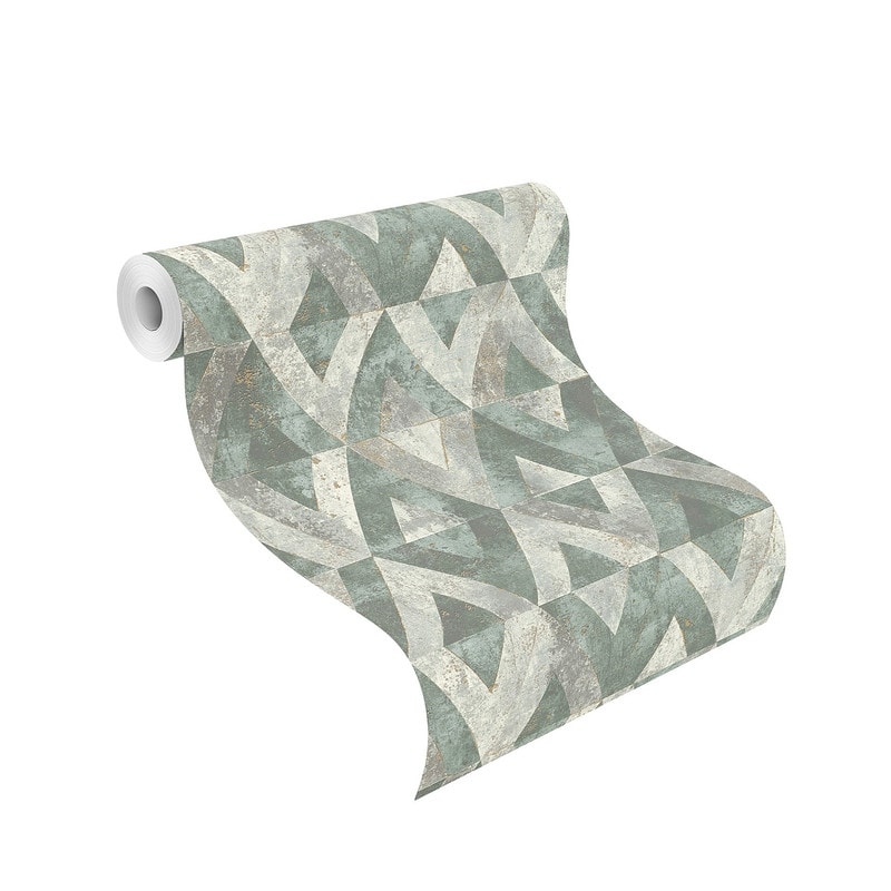 Rasch Shikhar Teal Geometric Wallpaper - 20.5 x 396 x 0.025