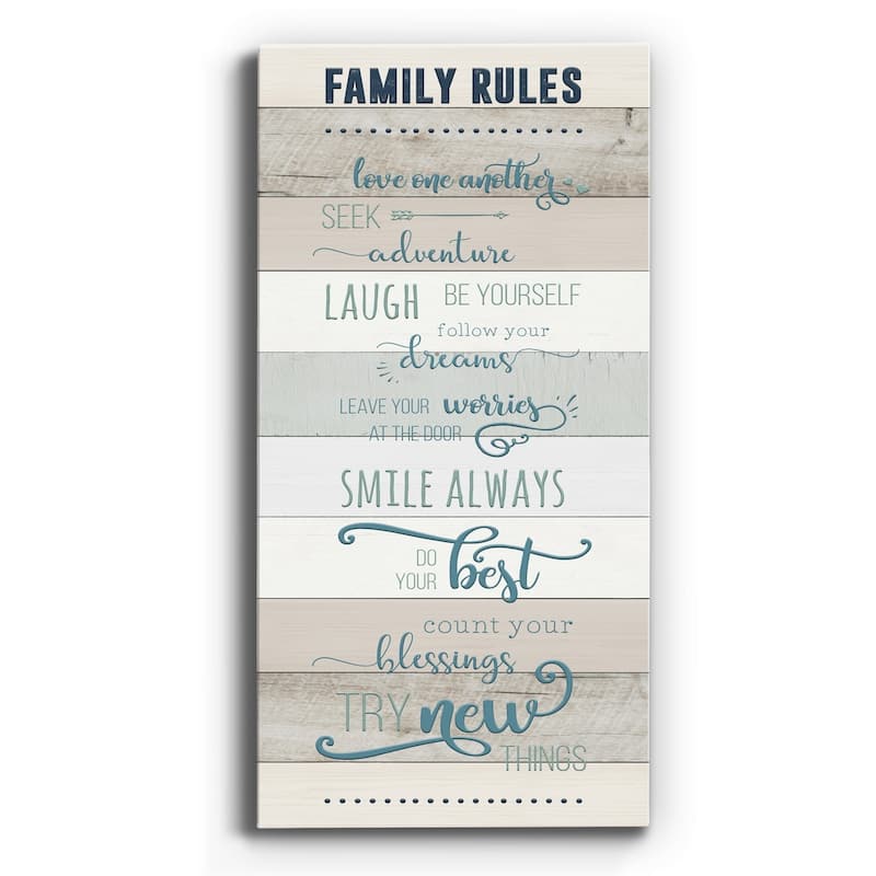 Family Rules- Premium Gallery Wrapped Canvas - Ready to Hang - 12x24