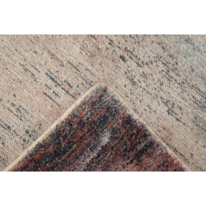 Hand Knotted Oriental Viscose Silk Carpet Modern Pictorial Coral Abstract Area Rug - 7' 8'' X 5' 6''
