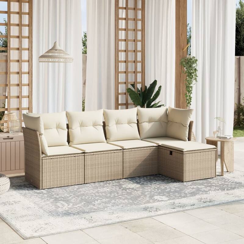 vidaXL Garden Sofa Set - Beige and cream 5 Piece Set