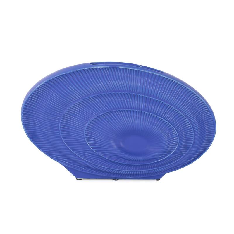 Allan Andrews Radiant Blue Ribbed Ceramic Vase Collection