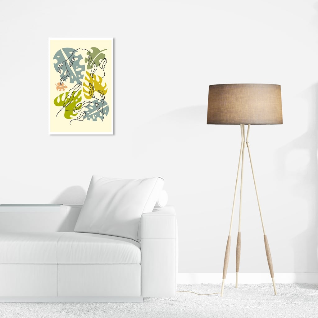 Wynwood Studio Canvas Floral and Botanical Garden Leaf Green and Light Yellow Bohemian & Eclectic Wall Art Canvas Print