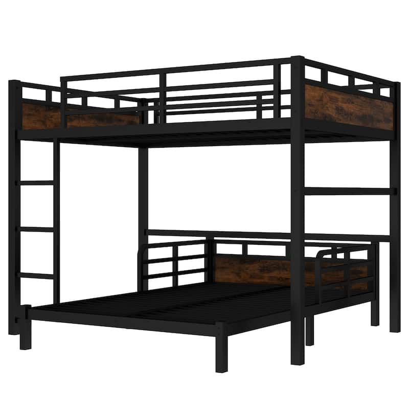 Full XL/Twin XL /Full Metal Bunk Bed, Separable Loft Bed & Platform Bed with Raised Security Fence