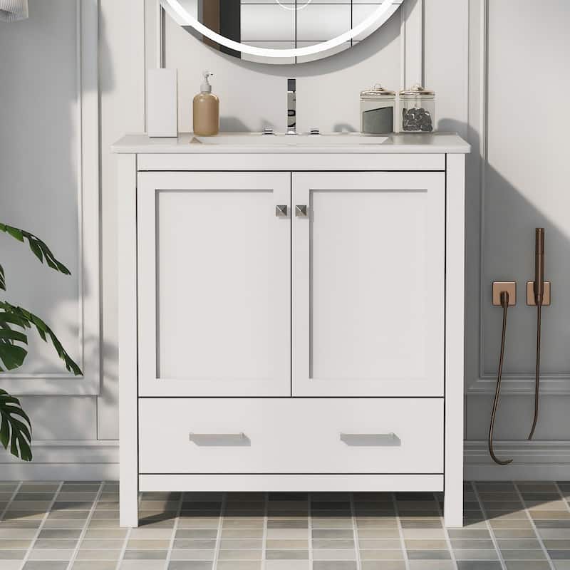 30" Bathroom Vanity with Single Sink - White