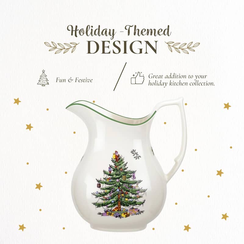 Spode Christmas Tree Pitcher - 7" D x 8" H