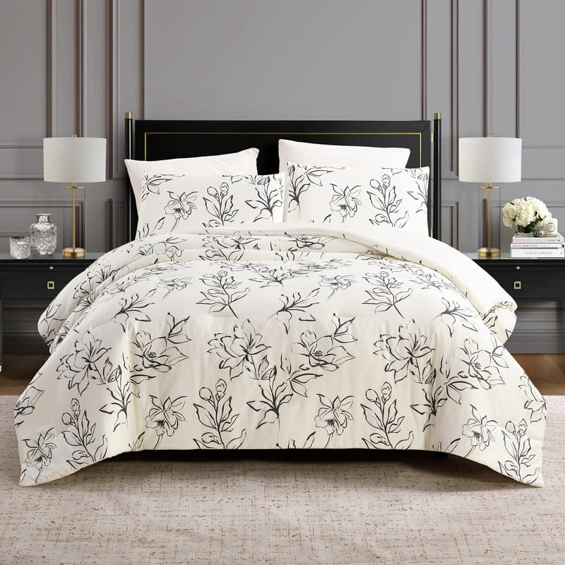 Dee Ocleppo Inked Floral 3-Piece Cotton Sateen Comforter Set