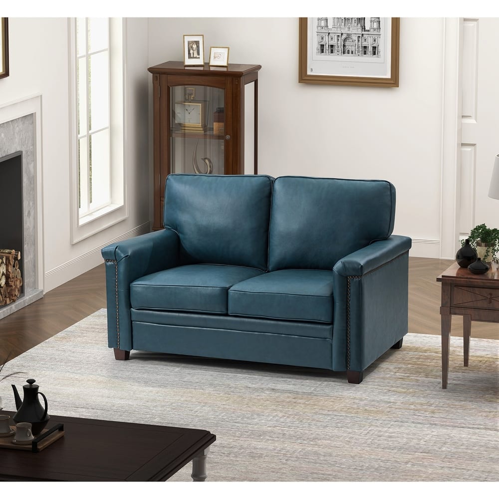 Irene Transitional Sofa with Nailhead Trim and Solid Wooden Legs